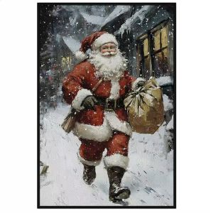 Tranh chân dung ông già noel. Tranh treo tường dán tường sơn dầu canvas trang trí. CGI-1895