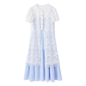 Hollow Out Plaid Lace-Up Women Dress Set