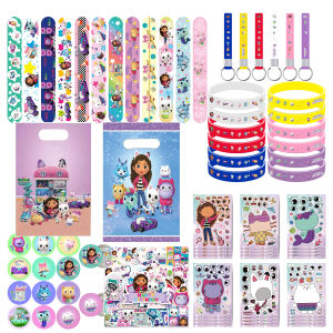 Gabby Dollhouse Cats Party Favors Gift Bag Fillers Slap Bracelets Stickers Goody Bag Pinata Fillers Gabby Party Decorations