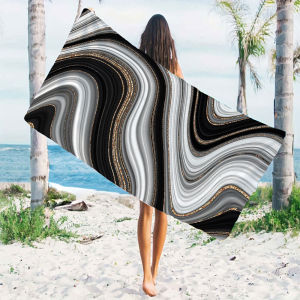 Black Gold Fluid Beach Towels Ultra Lightweight Quick Drying Super Absorbent Summer Essential Fast-Drying Towel for Beach