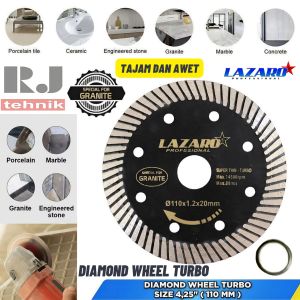 Diamond Wheel Turbo Cutting Slim Basah Kering Mata Pisau Grinda Potong Granit Keramik 4" Lazaro