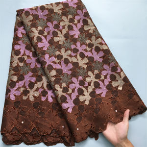 African Swiss Cotton Lace Fabric 2024 High Quality Swiss Voile Lace Nigerian Dry Lace Fabrics With Stones For Wedding Dress