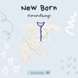 iroirothings ชุดกระดุมหน้า แขนยาว ขายาว เด็กแรกเกิด 0-3 เดือน ยี่ห้อ Little Home Baby Cotton 100%