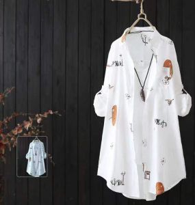 Áo Khoác Chống Nắng in Họa Tiết Dài Vừa Phải Cho Nữ Mùa Hè Mới Áo Sơ Mi Rộng Rãi Thường Ngày Áo Khoác Mỏng Áo Khoác Bãi Biển