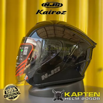 HELM NJS KAIROZ HITAM GLOSSY / DOFF - HALF FACE