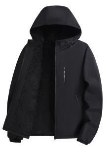 แจ็คเก็ตผู้ชายหนาป้องกันลมกันน้ำแบบลำลองฤดูใบไม้ร่วงฤดูหนาว แจ็คเก็ตกันลมสำหรับกลางแจ้งแบบมีฮู้ดสำหรับผู้ชาย