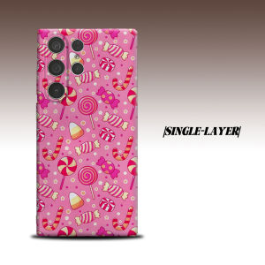 Pink Cartoon Candy Ditsy For Samsung Galaxy S26 S25 S24 A56 A36 Dual Layer Luxury Fashion Full Lens Protective Case