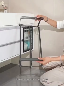SPACEMADER Expandable Bathroom Basin Rack Carbon Steel No Drill Under Cabinet Wash Basin Palanggana Holder Adjustable Storage Organizer Space Saving Shelf