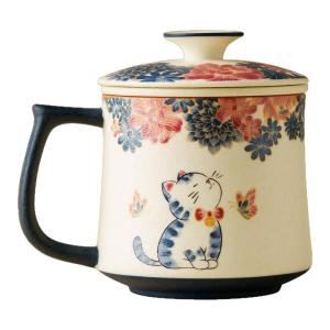 JISU | Tea Water Separation Ceramic Mug With Lid