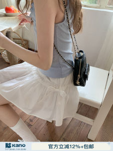 White A-Line Elastic Waist Skirt Slimming Summer