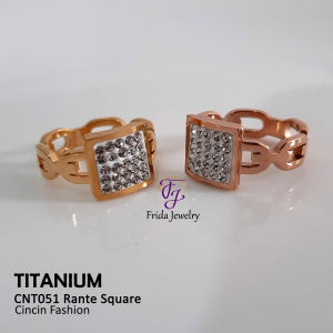 Cincin Titanium Square Mata Mewah Elegan Perhiasan Fashion Import Premium CNT051 FJ