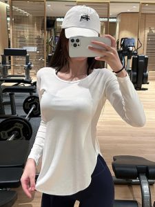Loose High Aesthetic Value Fitness Long Sleeve T-Shirt Women Quick Dry Running Sports Top Pilates White Yoga Wear