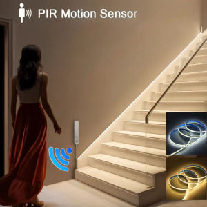 Motion Sensor Led Lights Strip Battery Powered 320 Leds/m COB Led Strip Lights for Stair Closet Under Cabinet Lighting