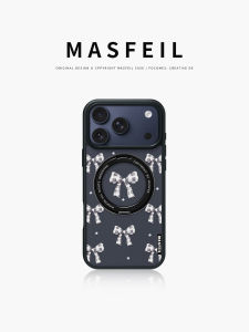 MASFEIL | Plaid Bow For Apple 17promax Phone Case iPhone16pro Magnetic Tape Stand IP15 All Inclusive Fo5 Pivot 17 Cute