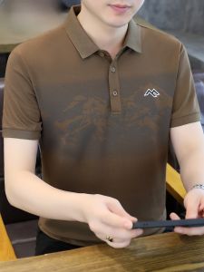 HENGYUANXIANG | Hengyuanxiang Polo Shirt Short Sleeve Casual Printed Half Sleeve Turn-down Collar Summer Ice Sensation High-end Business T-shirt For Men