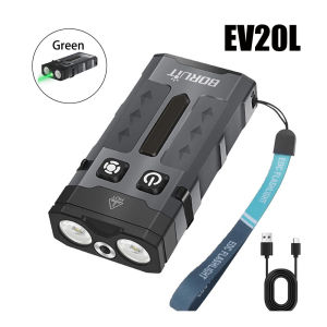 BORUiT EV20 UV LED Keychain Flashlight Type-C Rechargeable Magnetic Work Light with Hat Clip EDC Pocket Torch for Camping