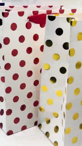 4PCS Polka Dot Paper Gift Bag Set with Ribbon Handles | 4 Different Colors | Party Favor Gift Packaging & Giveaway Bags