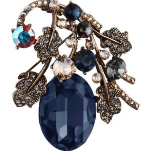 Eternelle(法国永恒) | Eternelle French Fashionable Elegant Womens Brooch Pin Clothing Accessory Double Use Sweater Chain Plant Floral Pattern Crystal