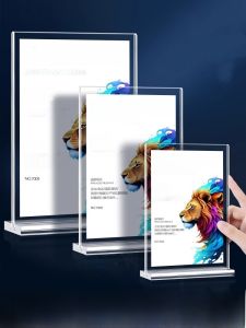 Acrylic Desktop Billboard Price Display Card Customized Table Card Vertical Display Stand Water Card Table Board Menu Board a Price List T-Shaped Dining Table Table Stand Standee Signboard Table A4a5a6 Reception Label