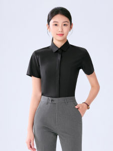 STARMAGNOLIA | Black Business Short-sleeved Turn-down Collar Shirt Breathable Iron-free