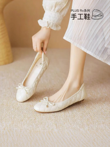 REEMOOR | Plus Series 2026 New Style Check Round Toe Flat Easy On Shoes