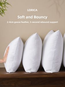 Luxury Goose Feather Pillow Insert 45x45 Quilted Core Hotel Five Star Backrest Cushion Home Decor Modern Simple Style Square