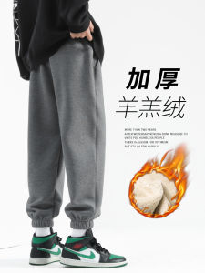 Lamb Velvet Fleece Lined Loose Fit Mens Winter Thick Cotton Sweatpants Casual Long Trousers Autumn Winter Sports Pants