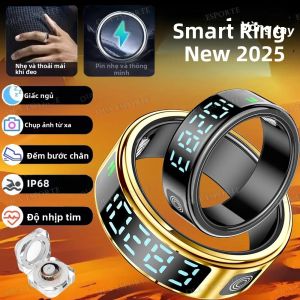 Nhẫn Thông Minh 2025 Dành Cho Nam & Nữ Với Màn Hình Cảm Ứng Sạc Không Dây Chống Nước 5 ATM Quản Lý Sức Khỏe R12 R11