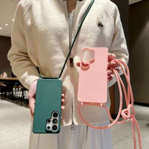 Phone Case For Samsung Galaxy A54 A34 A24 A14 A73 A53 A33 A23 A13 A72 A52 A32 A22 A12 Crossbody Lanyard Silicone Strap Cover