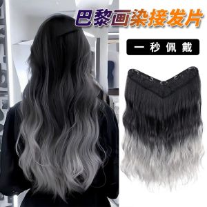 Móc Nối Tóc Dài Thẳng Màu Bạc Trà Nhuộm Màu Paris Tùy Chỉnh Bằng Lụa Chịu Nhiệt Độ Cao Giả Tóc Giả Tóc Nối Màu Nhạt Màu Nhuộm Màu