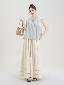 XURU | Ruffled Lace Stitched Sleeveless Top for Petite Figure Slimming