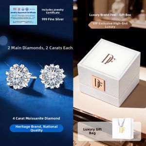 East Beauty | Hot New 999 Silver 2 Carat Moissanite Stud Earrings