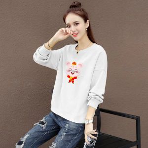 Áo Nỉ Cotton Nguyên Chất Dáng Rộng Tay Dài Mùa Xuân Thu Cho Nữ Áo Khoác Ngoài Mỏng Thời Trang Áo Chui Đầu Áo Phông Áo Phông