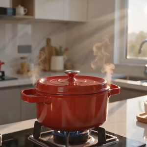 Oval Enameled Cast Iron Dutch Oven Non Stick Deep Pot with Lid for Sourdough Bread Braising Stewing Slow Cooking Heavy Duty Casserole Cookware