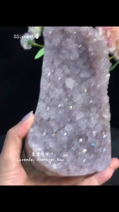 Johor seller nice cluster crystal stand 熏紫原矿 Raw Amethyst 🔮 晶体也是光泽✨ 边部红胶花与绿幽灵守护✨ Red Hematoid Quartz & Green Phantom Edge