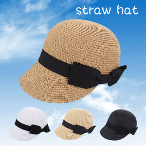 Fashionable Korean Style Straw Hat Womens Hat Breathable Summer New Style Horse Riding Cap Sunshade Duckbill Hat Casual Butterfly Knot