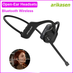 Open-Ear Headsets with Noise Canceling Boom Microphone Lightweight Bluetooth 5.2 Waterproof Sweatproof Wireless Headphones for Trucker Office Call Center