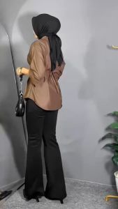 Celana Flare Wanita Premium Bahan Cruba Cutbray Polos