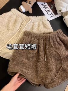 Quần Short Ống Rộng Lông Cừu Phong Cách Hàn Quốc Cho Nữ Quần Dài Ống Rộng Mùa Đông Quần Lót Ba Lớp Dày