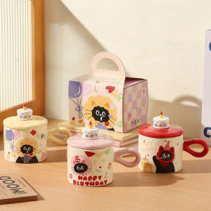 Cartoon cat Cute ceramic mug couple water cup high-value gift box souvenir birthday gift breakfast cup