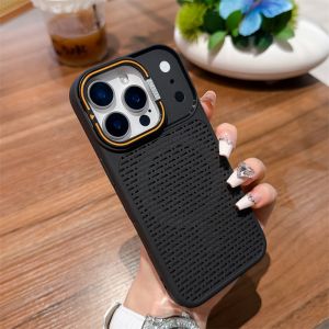 Heat Dissipation Lens Holder For Magsafe Magnetic Phone Case For iPhone 17 16 15 14 Plus 13 12 11 Pro Max Matte Shockproof Cover