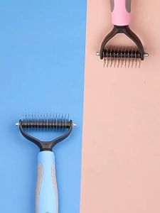 Sisir Grooming Kucing Anjing Hewan - Sisir Grooming Bulu Rontok Kucing Anjing Tipe Long Hair Knotted Comb - Hair Pet Grooming Brush Sisir with Button Premium grooming brush SIsir Kusut