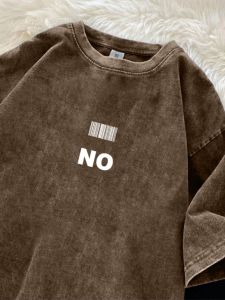 Heavy Weight Washed Distressed Short Sleeve T-Shirt Mens Summer American High Street Ins Trendy Loose Couple T-shirt Top Clothes