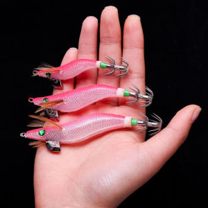 1 pc new wooden shrimp bait with high-intensity luminous effect equipped with lead pendant and double-layer squid hook