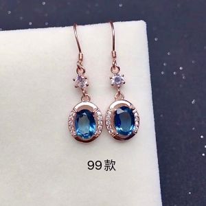 Luxurious Natural Topaz Earrings Korean Style S925 Sterling Silver Embedded Gemstone Flower Shape Womens Fashion Jewelry