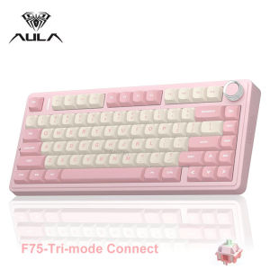 AULA | AULA F75 75% Wireless Mechanical Keyboard Hot Swappable PBT Keycaps 2.4GHz/Type-C/BT5.0 RGB Backlit Computer Gaming Keyboards