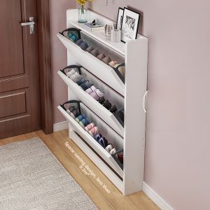 Ultra-Thin Multi-Layer Shoe Rack Storage Organizer for Entrance Hall Large Capacity Shoe Storage Shelf Home Use Flip-Up Design