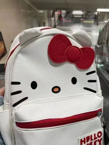 Cute Cat Backpack for Girls KT Cat Dual Shoulder Bag PU Material Japanese Style Original Design Middle School Student Bookbag