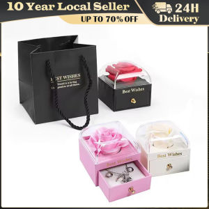 Floral Jewelry Box with Heart Necklace Set Vintage Velvet Gift for Women Valentines Day Anniversary Birthday Gift Heart Pendant Necklaces For Women With Rose Flower Gift Box Girlfriend Mother Romantic Family Birthday Fashion Gifts Jewelry