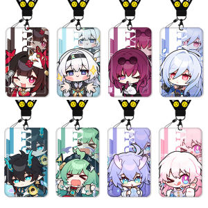 Flowing Firefly Card Holder Lanyard Campus Bus Pass Student Water Card Work ID Card Case School Badge Keychain Hanging Rope